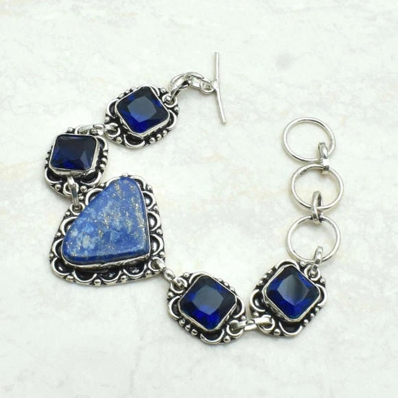 Handmade Jewelry - Lapis Lazuli Tanzanite Gemstone Ethnic Handmade Bracelet Jewelry 22 Gms AB 74724